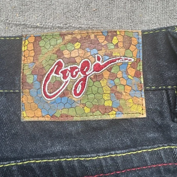 Coogi Men's 44x33 Baggy Jeans Dark Wash Wide Leg‎ Embroidered Hip Hop Denim